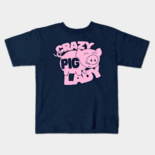 Crazy Pig lady Kids T-Shirt